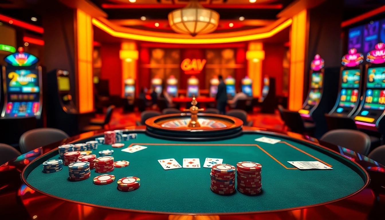 Experience the thrilling atmosphere of gambling at 88vv casino with vibrant poker chips and cards.