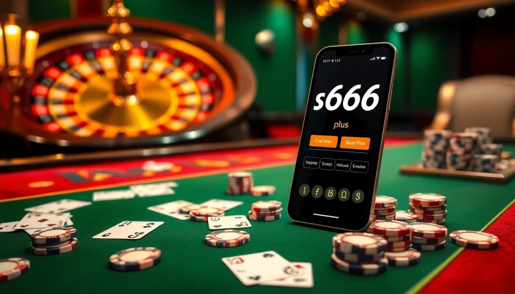 Experience thrilling s666 plus online gambling with poker chips and a roulette wheel in a luxurious setting.